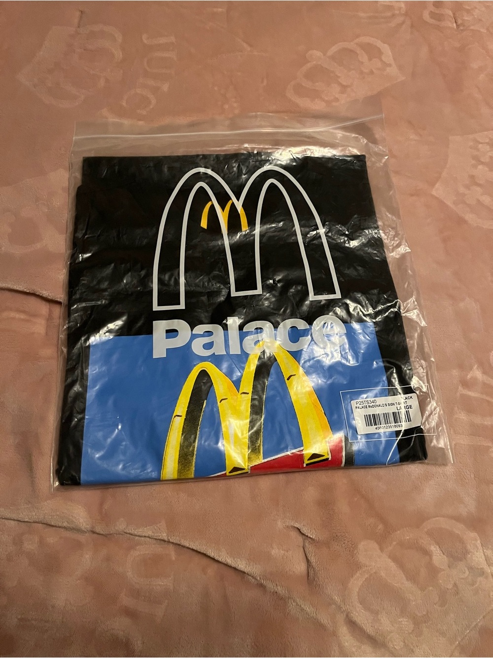 PALACE Black Tee with Blue Panel and Yellow Graphic